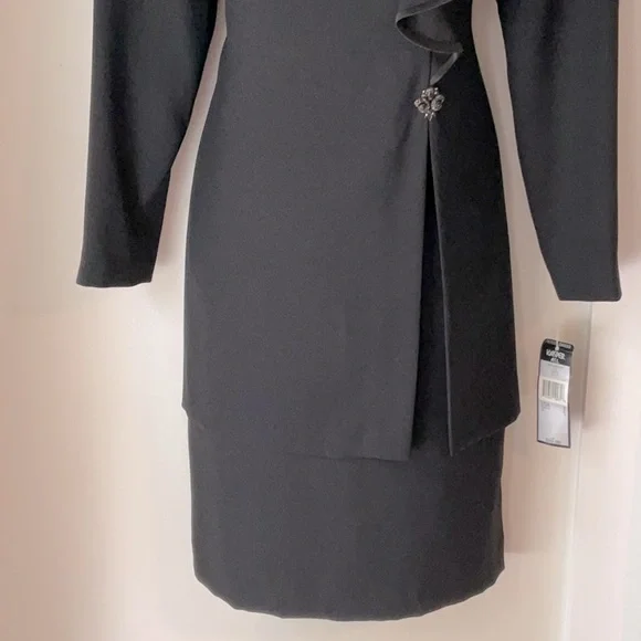 KASPER A.S.L.Kasper Black Embellished Long Sleeve Sheath Dress SIZE M - Picture 4 of 11